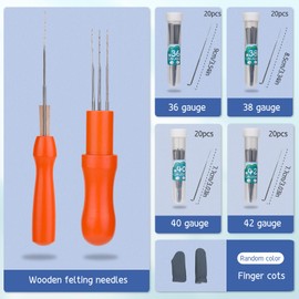 QMNNMA Needle Felting Tools, Wool Felting Needles, 4 Sizes 20 Pcs Needle Felting Needles with Wooden Handle, Finger Cots, Complete Needle Felting Tools Kit for DIY Felting Wool Projects