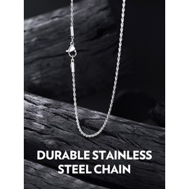 Bandmax Long Twisted Rope Chain 30 Inch Mens Stainless Steel Chain Necklaces 1.5mm Dainty Slim Solid Cable Rope Chain for Pendant Jewelry Gift