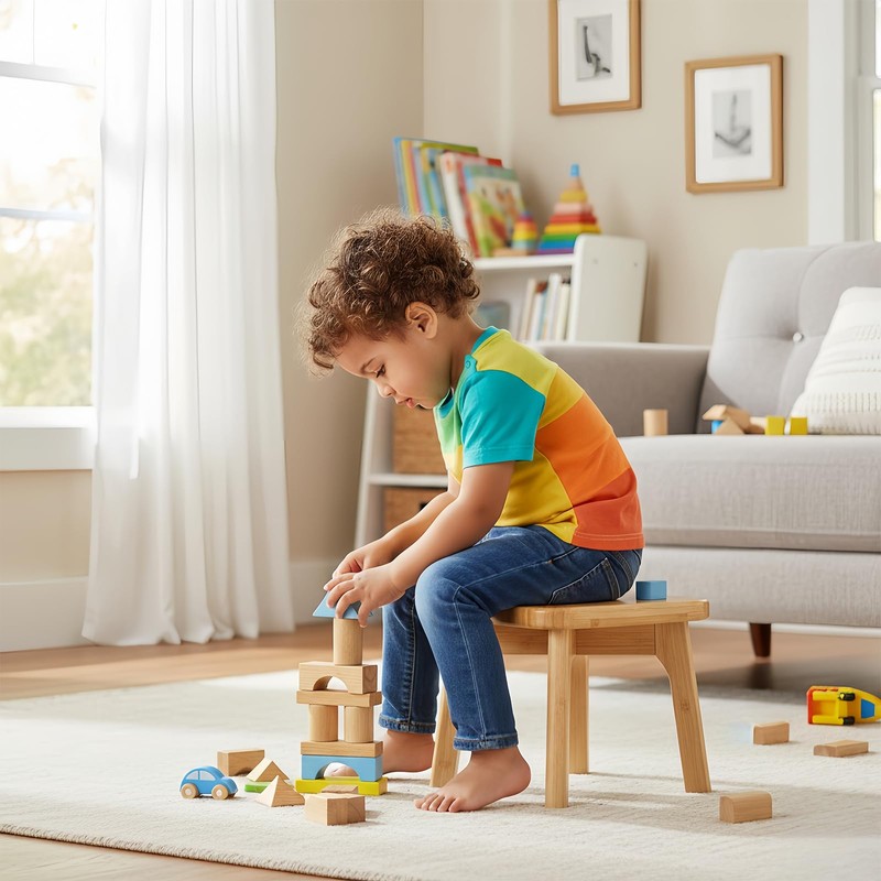 PELYN Wooden Step Stool for Kids & Adults – Small