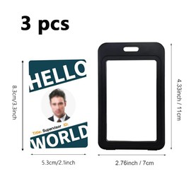 3 Pcs Vertical Hard Plastic Case Black Card Protector Pouch for Office School ID Credit Cards Proximity Key Cards Driver’s Licenses and Passes Cover with Clear Window License Pass Card