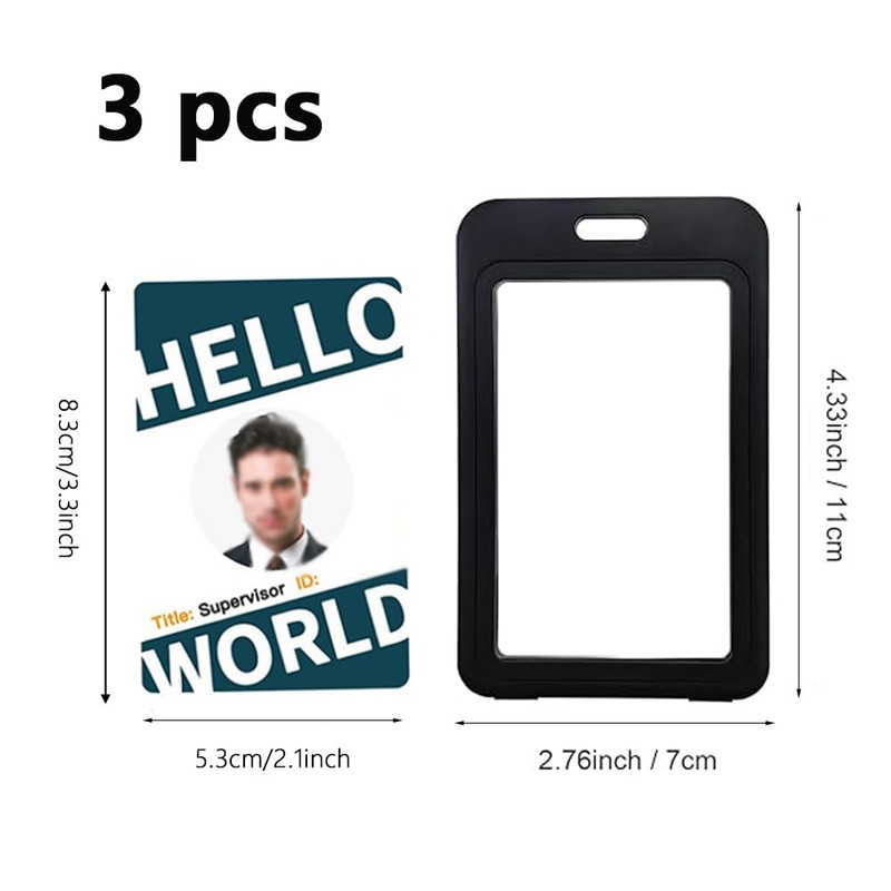 3 Pcs Vertical Hard Plastic Case Black Card Protector Pouch