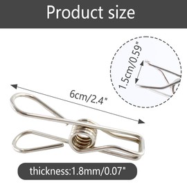 LVYKING 20 Pcs Stainless Steel Clips for Drying and Hanging, Large Size Clothes Pins for Home Kitchen Outdoor Travel Office, Clips for Pictures,Socks and Food Packages