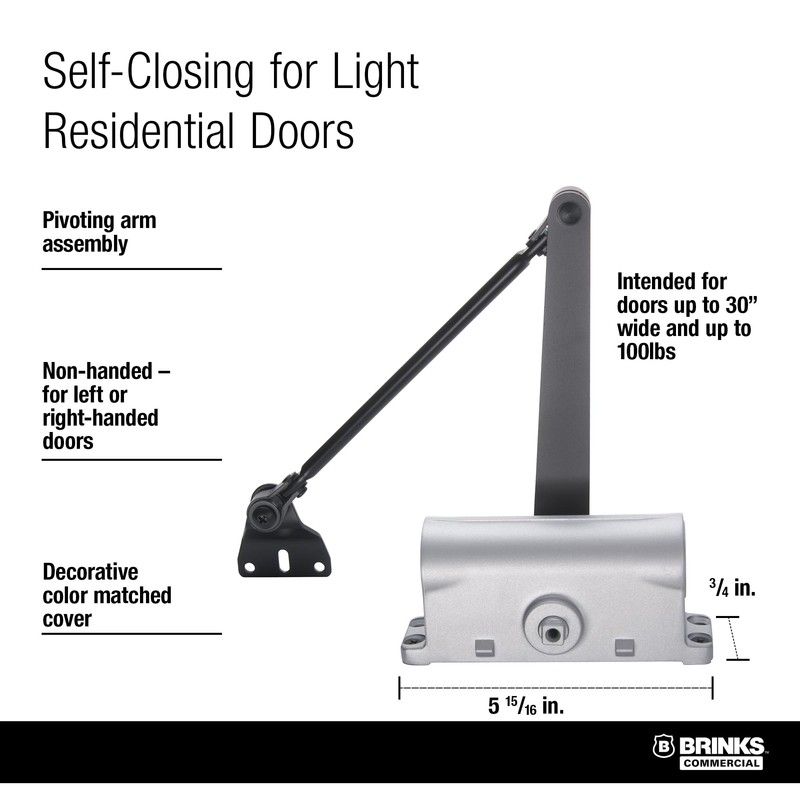 Light Duty Residential Hold Open Door Closer, ADA, Matte Black