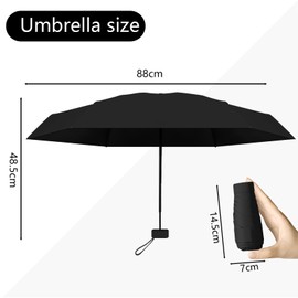 Sykerout Umbrella, Mini Umbrella, Pocket Umbrella, Compact Umbrella, Mini Foldable Travel Umbrella, Small with Case, UV Umbrella, black