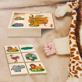 Dida - Memory Wald: Gedächtnis- und Zuordnungsspiel Montessori, Tier-Memo, 20 Holzkarten zum Zuordnen, für Kinder 2-4 Jahre, Lernspiele für den Tisch