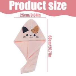 HAMKU Anti-Frizz Kinder Mikrofaser Haarturban mit Knopf, Mädchen Schnelltrocknend Haartrockentuch Turban Weiche Haar Handtuch Saugfähig Verdrehter Turban Kopfhandtuch Hut, Rosa, 1 Stück