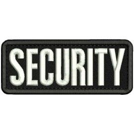 SECURITY 1 EMBROIDERY PATCH 2X5 HOOK ON BACK WHITE ON BLACK