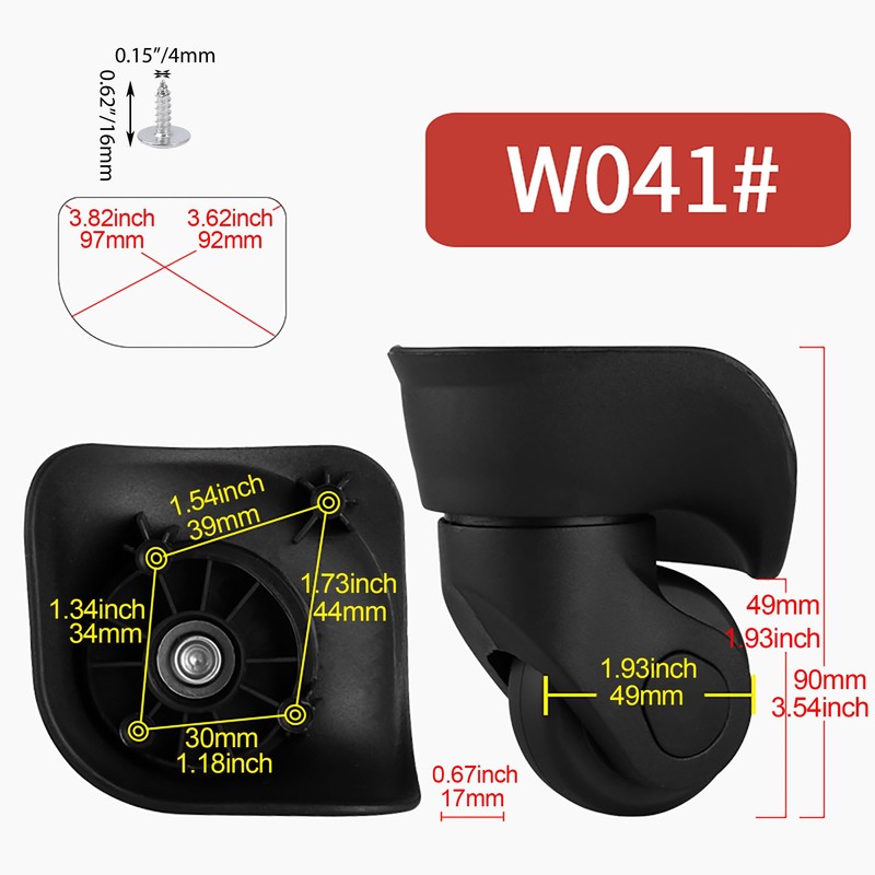 SHANOER 1 Pair Replacement Wheels for Luggage 360 Swivel Suitcase