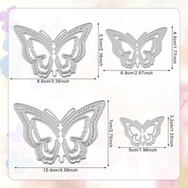 4pcs 3D Butterfly Die Cuts, 2 Styles Metal Die Cuts for Scrapbooking Butterfly Frame Cutting Dies Cute Butterfly Cut Stencils for DIY Crafts Decorative Embossing