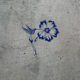 Transparent Decal Stickers of Hummingbird and Hibiscus Tattoo (Navy Blue) Premium Waterproof Vinyl Decal Stickers for Laptop Phone Accessory Helmet Car Window Mug Tuber Cup Door ANDSKUS603753AB080322