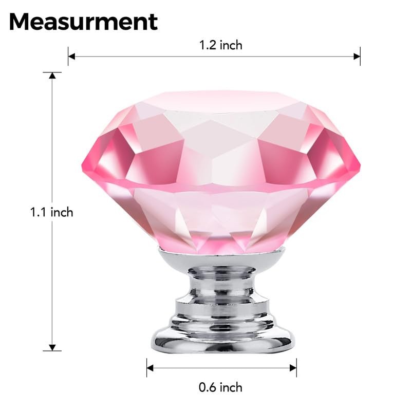 Ravinte Pack of 10 Crystal Drawer Knobs and Handles, Pink