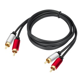 2RCA Male to 2RCA Male Cable, Stereo Audio Cable, Phono to Phono Dual Shielded Connectors, Compatible with Home Theater HDTV Gaming Consoles Hi-Fi Systems – Premium Sound Quality, Flexible Jacket (1m)