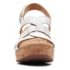 Clarks Giselle Beach Wedge Sandal, White Leather, 8 Wide