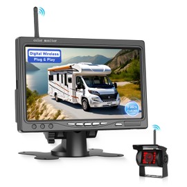 Hodozzy Wireless Digital Reversing Cameras with 7 Inch IPS Screen, Waterproof IP68 Rear View Camera, Stable Digital Signals, 1080P IR Night Vision, Supports BSD/Parking Aid