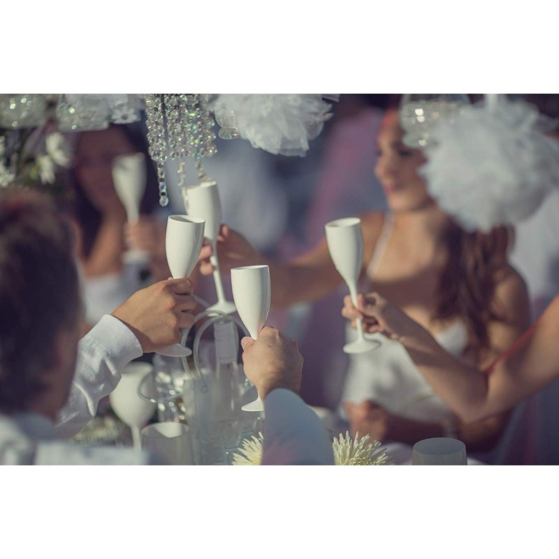 RB Black and White Glasses Range, Champagne glass, White
