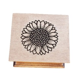 Mother's day gift Sunflower engraved wooden music box with your choice of color and song, great gift for Mother's day