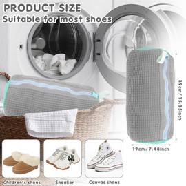 Shoe Wash Bag Washing Machine, Reusable Shoe Wash Bag, Shoe Bag Washing Machine with Zip, Shoes Washing Bag for Washing Machine and Dryer (Grey)