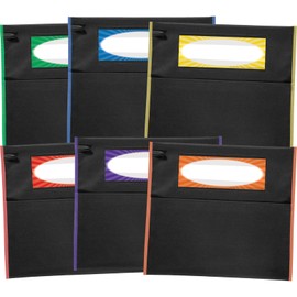 Really Good Stuff Store More Black Grouping Chair Pockets - 6-Color Piping - Set of 24