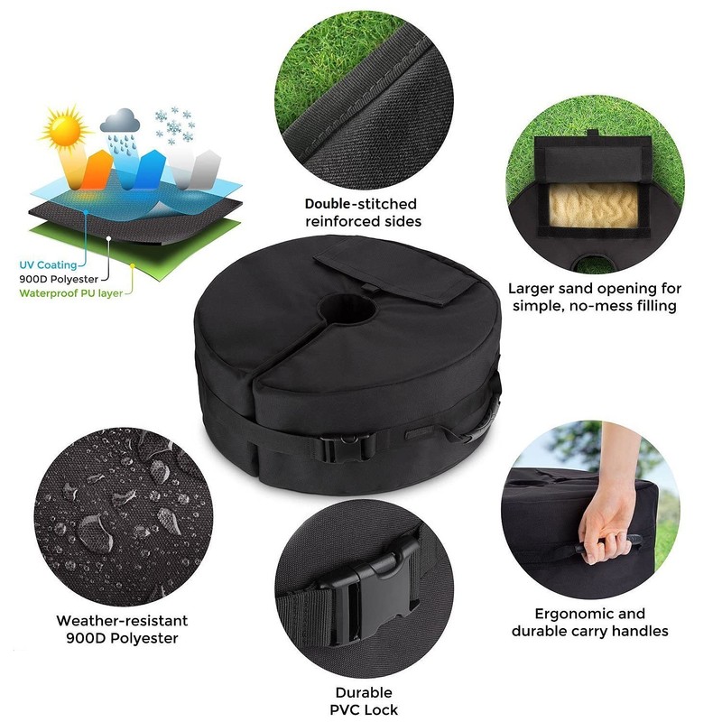 Detachable Patio Umbrella Base Weight Bag, 18" Round with Large