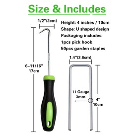 Bakulyor 50Pcs Garden Stakes, 4 Inch Landscape Staples, 11 Gauge Galvanized U Shaped Ground Pins, Heavy Duty Yard Stake for Gardening Weed Barrier Fabric, Sod Decorations Fence and Irrigation Tubing