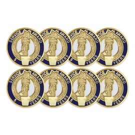 SHOP AWARDS AND GIFTS 5 Year Service Award Enamel Lapel Pins, Appreciation Employee Recognition Work Military Teacher Volunteer, Gift Boxed, 3/4 Inch, Pack of 8