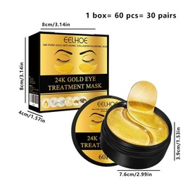 24k Gold Eye Mask, 1 Box/2 Boxes Moisturizing Firming Eye Care Mask, Reduces The Look Of Dark Circles, Eye Care Product for Women & Men Daily Use - Color: Golden, Specification: 1 Box