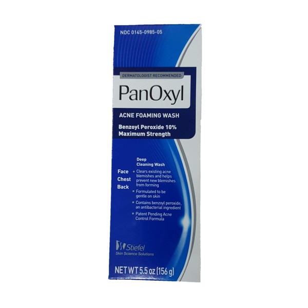 PanOxyl Acne Foaming Wash 10% Benzoyl Peroxide 5.5 Ounce