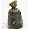 Brass Amber Figurine bell of mice on a sack mouse