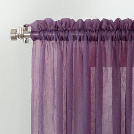 No. 957 Erica Crushed Sheer Voile Rod Pocket Curtain Panel, 51" X 95", Purple
