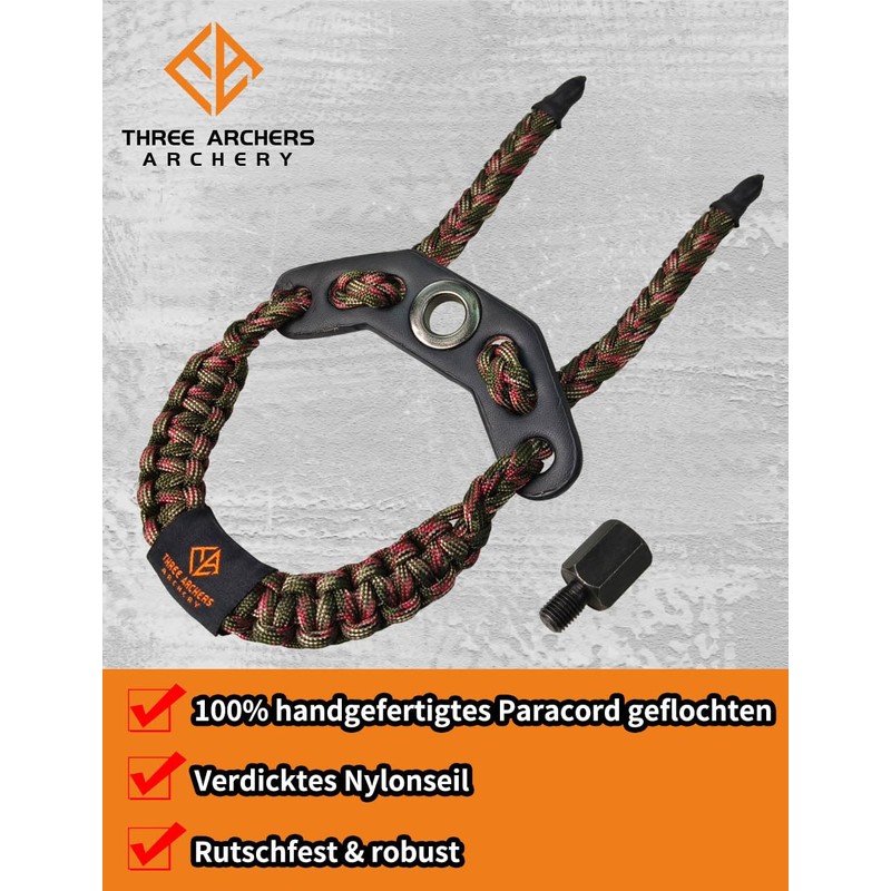 THREE ARCHERS Bow Sling Archery Wrist Sling Adjustable Wrist Strap