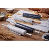 JEmarble Rolling Pin-Wooden Handles(White)(Premium Quality) Polished Surface 18-inch(10"Barrel) Genuine Stone