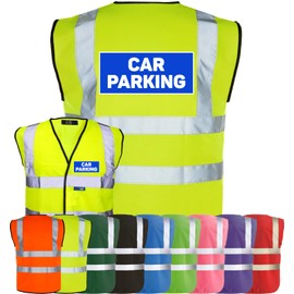 Corporate Togs CAR PARKING Printed Hi-Vis Vest - Safety Vest with Reflective Bands & Braces, Fully EN471 Health & Safety Compliant Vest | Safety Tabard