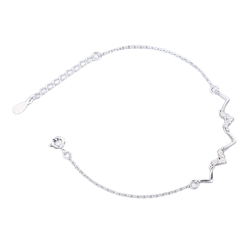 S925 Sterling Silver Heartbeat Wave Bracelet Geometric Wave Bling Fine