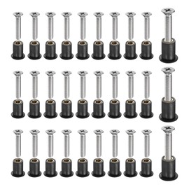 uxcell 30 Pairs M5 Neoprene Well Nuts with Stainless Steel Screw, Rubber Well Nuts Kit Brass Copper Bolt, Universal Motorcycle Fasteners for Kayak Boat Windscreen