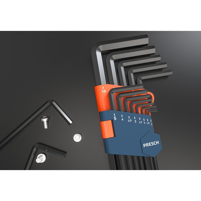 Presch Hex Key Set 13pcs - Metric, Ball Head Hexagon