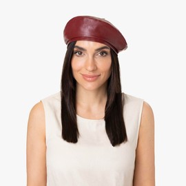 Lipodo Unisex Beret Hat Cap Artificial Leather with Lining for Summer and Winter - bordeaux