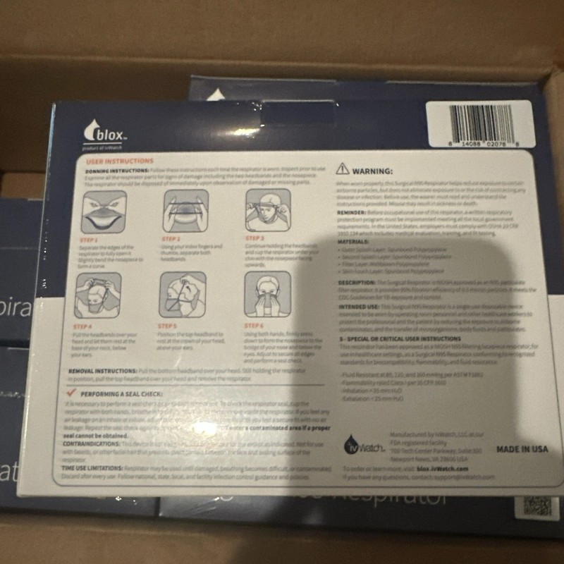 ivWatch Blox Surgical N95 Respirator Disposable Mask (Box Of 50)