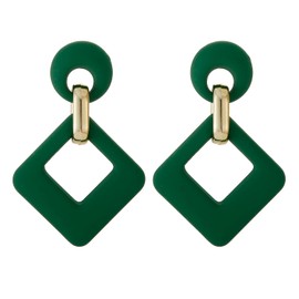 RUOFFETA Acrylic Rectangle Earrings, Fashion Acrylic Square/Oval/Hoop Statement Drop Earrings for Women(Dark Green)