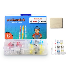 Solderstick 50 Pieces with Beige Cloth Protector Waterproof Solder Seal Wire Connectors with 4 Gauges - 12-10, 16-14, 22-18, 26-24 AWG