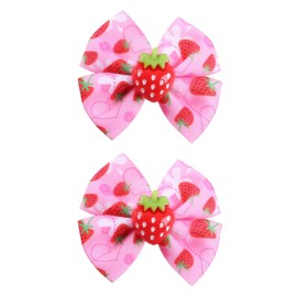 2Pcs Strawberry Hair Clips Fruit Bow Clips Summer Bow Alligator Clips Cute Strawberry Print Hair Pins Bowknot Girls Women Hair Accessories for Spring Summer Birthday Party (01)