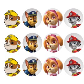 Handmade 12 Dog Patrol edible paper, cupcake cookie toppers CHOOSE SIZE pre cut - 2"