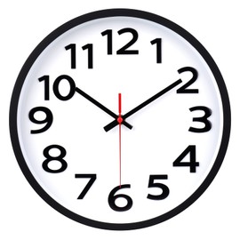 Wall Clock Silent Non-ticking 12 Inch/30CM Modern Wall Clocks Decorative Quality Analog Quartz Clock Great for Kitchen Living Room Bedroom Office School Home Decor,3D Numbers Easy to Read,Black