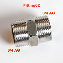 Stainless steel Threaded Fitting Double nipple 2 x External thread 3/4' (Threaded Fitting 02 )