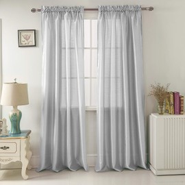 RT Designers Collection 54 x 84 Silver Nikki Faux Silk Rod Pocket Curtain Panel