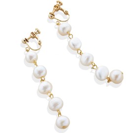 R-days Daikanyama Freshwater Pearl Long Earrings/Piercings, Pearl, Swaying, Women's, Simple, Stylish, Made in Japan
