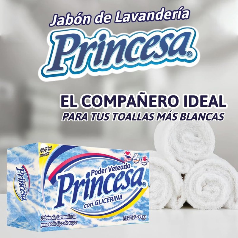 Princesa Jabón Azul Veteado con Glicerina 350g, Paquete de 2