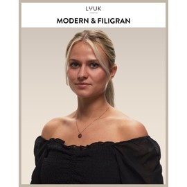 LUUK LIFESTYLE Filigree Necklace with Simple Pendant Made of Waterproof Stainless Steel, 50 cm, Gift for Girlfriend, Lucky Charm Symbol, Chain, 50 cm, Stainless Steel