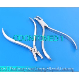 ODM Set of 2 Pliers Primary Crown Crimping Plier & Reynolds Contouring Plier Dental