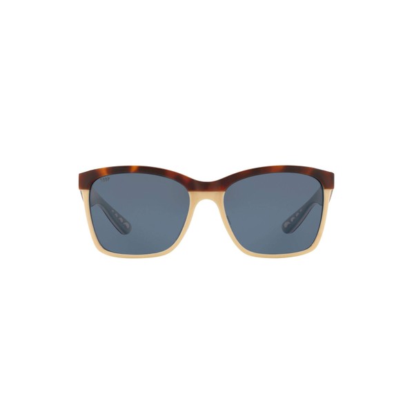 Costa Del Mar Women's Anaa Polarized Rectangular Sunglasses, Retro Tortoise/Cream/Mint/Grey Polarized-580P, 55 mm