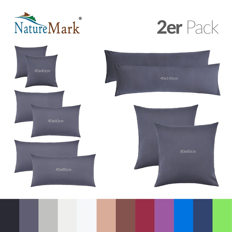 NatureMark Pack of 2 Jersey Cushion Covers, Side Sleeper Pillows,